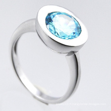 Bijoux fantaisie Bague en argent sterling 925 avec zircone bleue